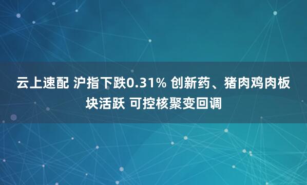 云上速配 沪指下跌0.31% 创新药、猪肉鸡肉板块活跃 可控核聚变回调
