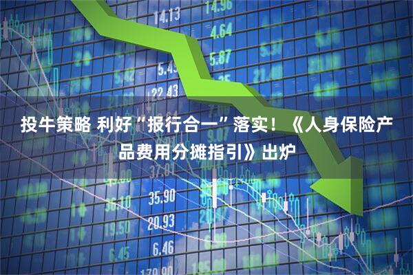 投牛策略 利好“报行合一”落实!《人身保险产品费用分摊指引》出炉