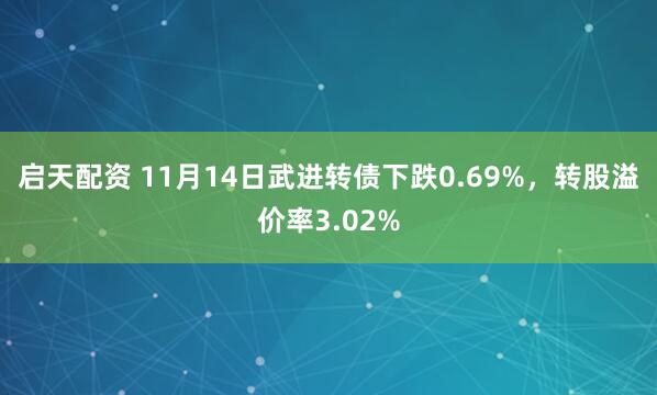 启天配资 11月14日武进转债下跌0.69%,转股溢价率3.02%