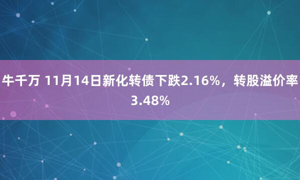 牛千万 11月14日新化转债下跌2.16%,转股溢价率3.48%